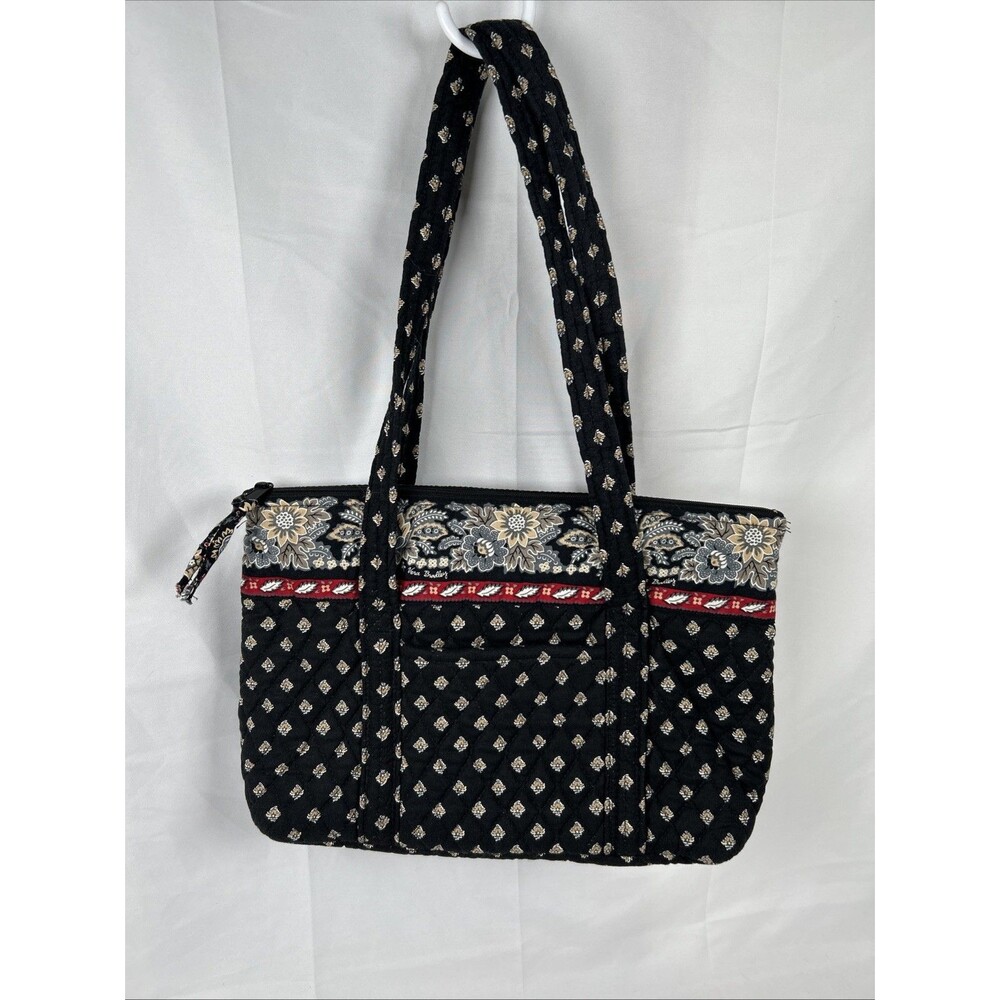 VTG 2002 Vera Bradley Retired Classic Black Shoulder Bag Tote Made In USA